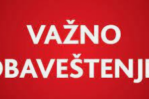 VAŽNO OBAVEŠTENJE